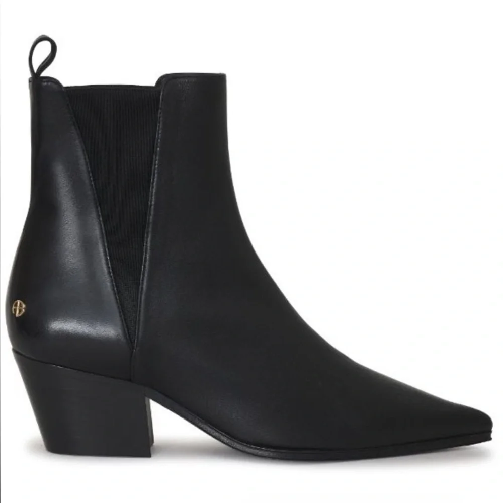 Anine Bing Sky Black Leather Ankle Boots size 8